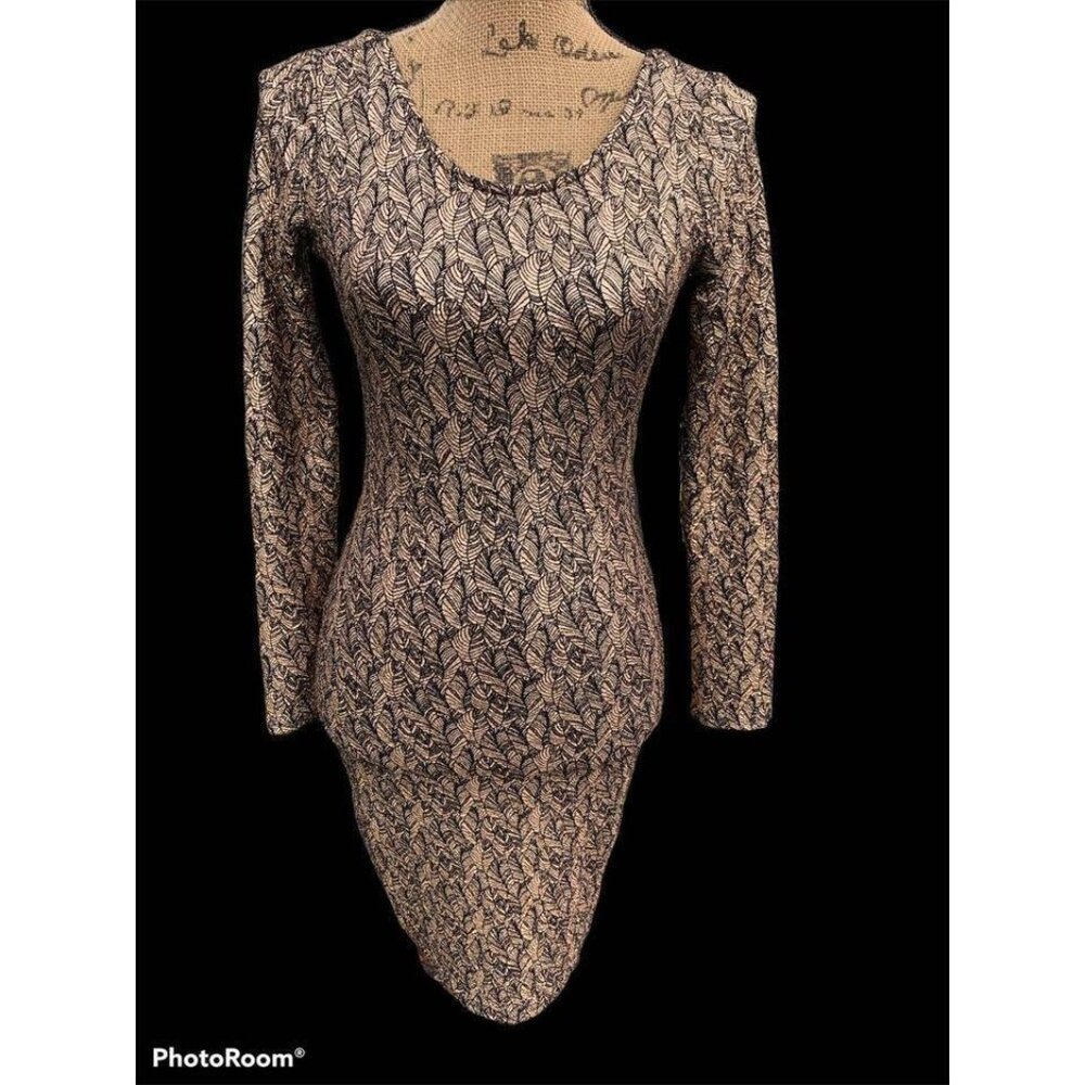 👗 2/$30 👗 NWT Gold Brocade Body Con Dress Sz Small Haute Monde